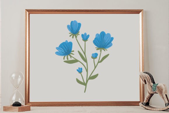 Blue Flowers Embroidery Design