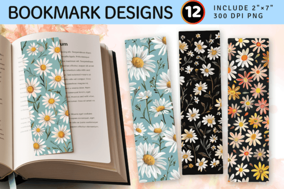 Daisy Embroidery Flowers PNG Bookmark De