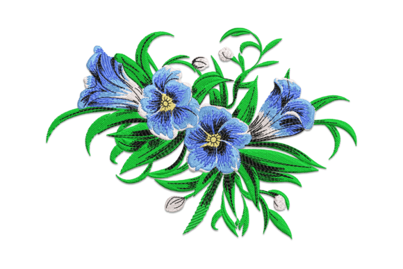 Gentian Flowers Embroidery Design