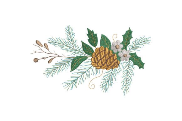 Gilded Fir Cone Embroidery Design