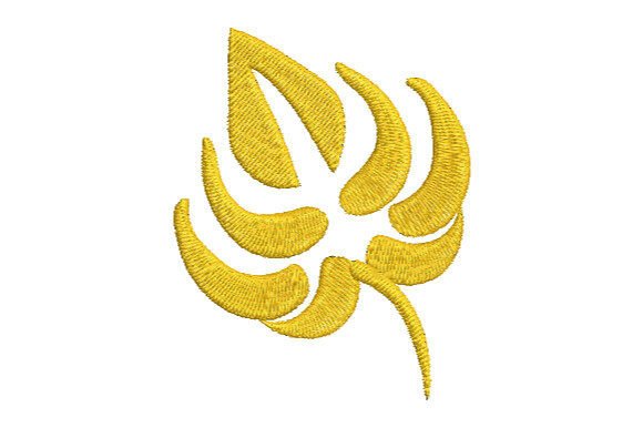 Golden Bodhi Leaf Embroidery Design