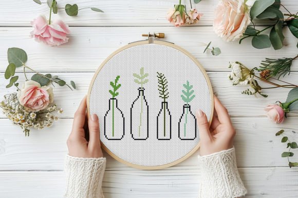 Green Plants Cross Stitch Pattern PDF