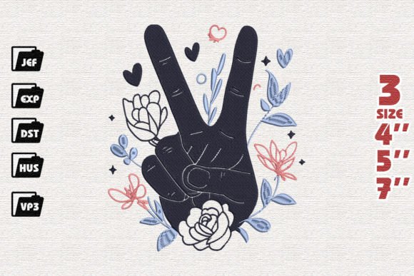 Peace Hand Sign with Flowers