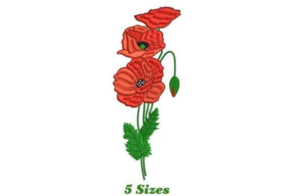 Poppy Flower Embroidery Design