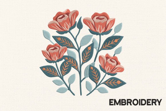 Roses Flowers Embroidery Design